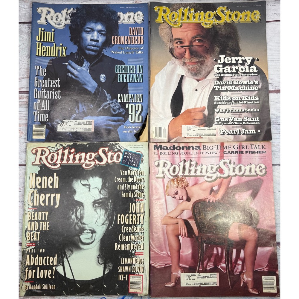 Rolling Stone Magazine Lot 4 Jimi Hendrix Jerry Garcia Madonna 1991 1992 1993